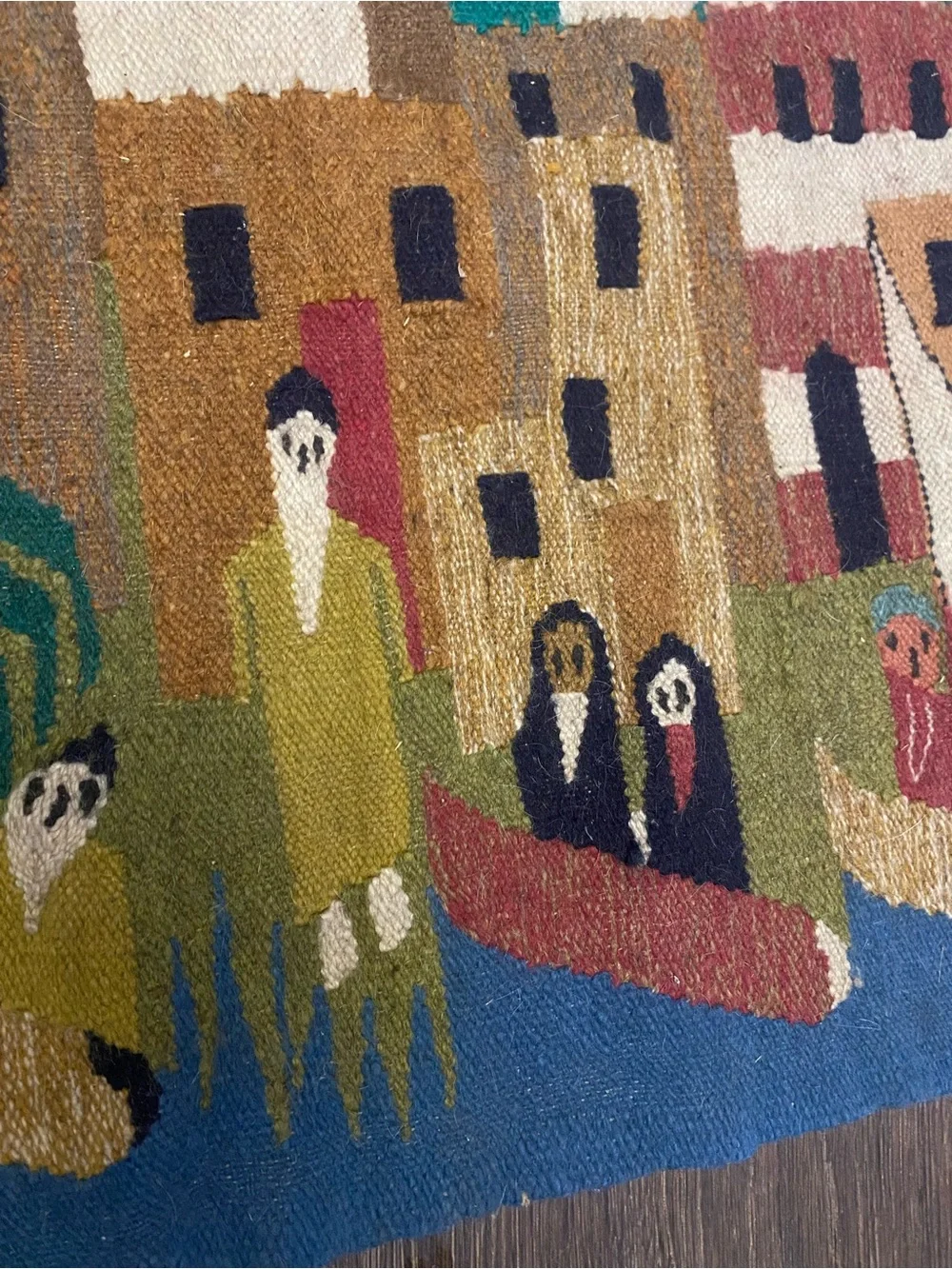 Vintage Kilim Hand Woven Small Rug Door Mat Wool Carpet Tribal Fringe